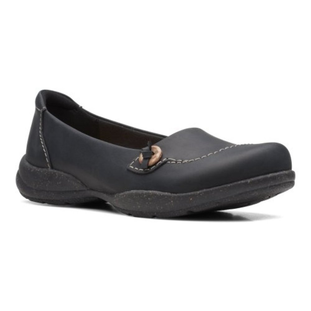 NIB Clarks | Black Leather Roseville Sky Flat loafers